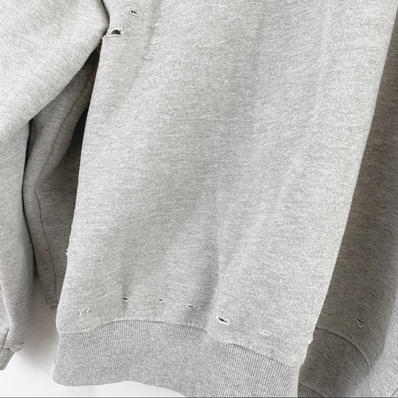 Honey Punch Distressed Grey High Neck Sweatshirt Oversized - Picture 5 of 9